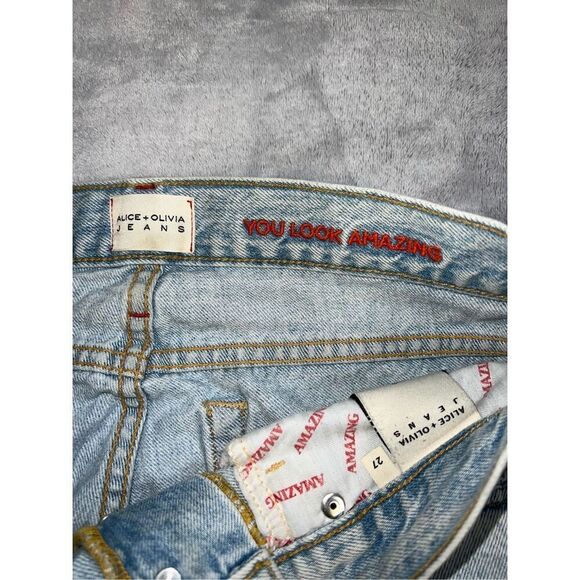 Alice & Olivia Cotton Straight Fit Raw Hem Jeans 27 - Picture 9 of 9